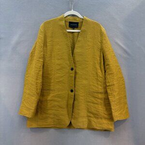 Lafayette 148 New York‎ Zeke Linen-Blend Blazer in Mustard Yellow Size 14